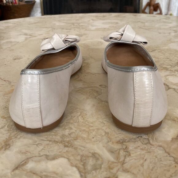 Aldo Gray Leather Silver Trim Big Bow Ballerina Flats - Picture 9 of 11